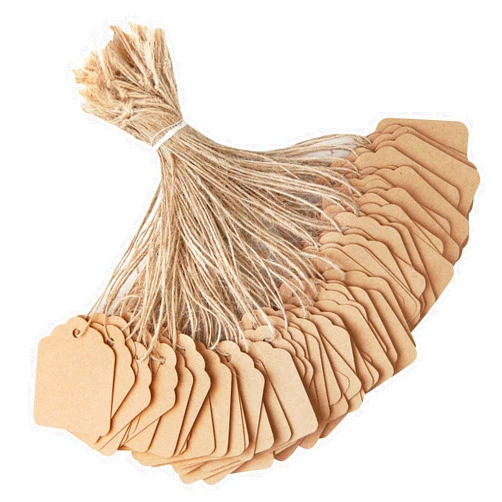 Cuttte Price Tags with String Attached - Cuttte 500PCS Gift Tags Kraft Paper Hang Tags for Labeling, Name Tags for Bags Clothes Jewelry, Retail Tags Garage/Yard Sale Tags String Tags for Pricing 1.4x1.8inch