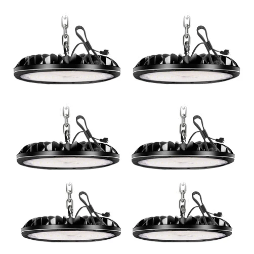 bapro 6pack 200W UFO LED High Bay Light, 20000LM 6000K Daylight White Industrial Lamp Factory Warehouse, Ceiling Light with Plug LED Commercial Light for Garage Workshop Gym Tunnel Studio