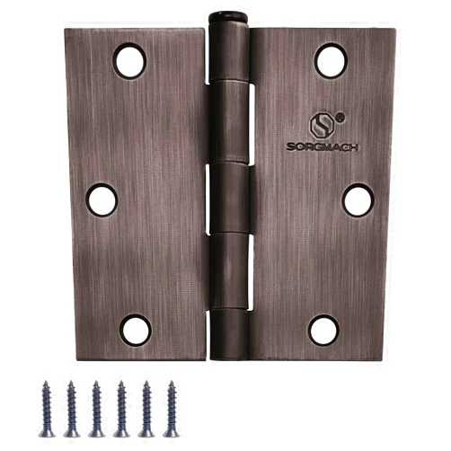 SORGMACH Door Hinge 3 1/2 Inch Interior Door Hinges Oil Rubbed Bronze Black 3.5 Inch Interior Hinges Flat Iron Hinge 3 ½