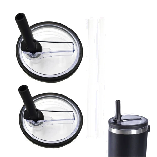 Bexbchh 2 Pack 40 oz Tumbler Flip Straw Lid Replacement fit for Stanley Quencher, Spill Proof Splash Resistant Tumbler Lids,Reusable Tumbler Cover for Stanley Cup (Black)