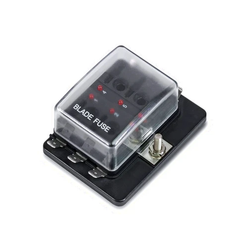ONLINE LED STORE True Mods 6 Way Blade Fuse Box for Automotive [ATC/ATO Blade Fuses] [100 Amp][LED Indicator] [Protection Cover] [10-30V DC; 12V] Auto Marine Fuse Block