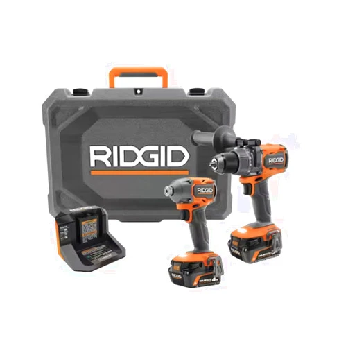 RIDGID 18V Brushless 2-Tool Combo Kit with 6.0 Ah and 4.0 Ah MAX Output Batteries, Charger and Hard Case