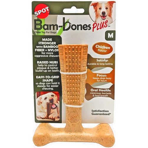 SPOT Ethical Pet 3 Pack of Bambones Plus Dog Chew Toys, Medium 6 Inch, Chicken Flavor