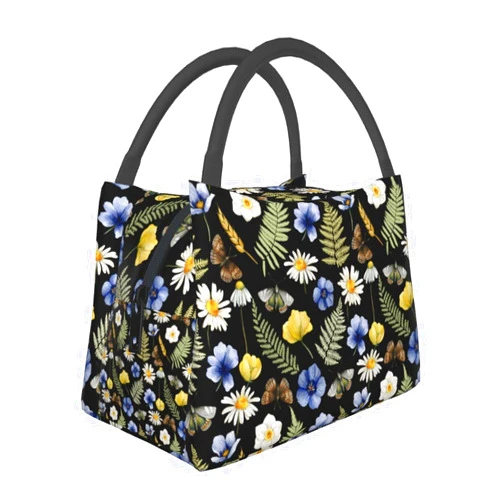 FREEHOTU Wildflower Insulated Lunch Bags For Women Men, Reusable Lunch Cooler Bags Tote Box Meal Prep For Work Picnics Or Travel