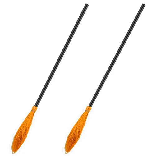 Medoore 2 Pack Halloween Witch Broom Plastic Witch Broomstick Cosplay Broom Props, Realistic Wizard Flying Broom Stick Accessory for Costumes