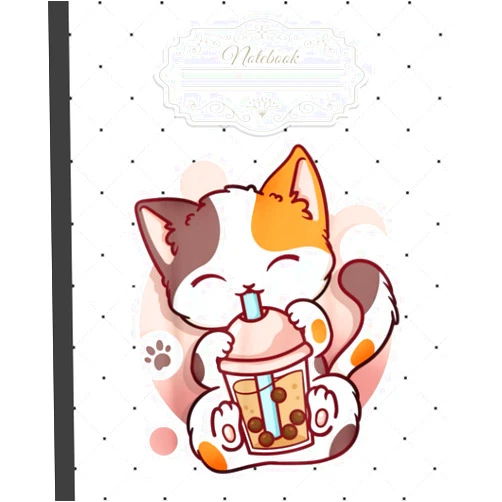 Howard Martin Cat Boba Tea Bubble Tea Anime Kawaii Neko Notebook: Cute wide ruled composition notebook for kittens and cats lover | kawaii kitty college wide ruled ... girls, kids and teens | 7.5