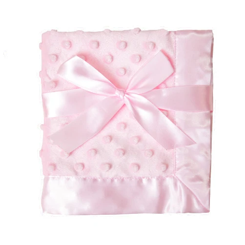 American Baby Company Heavenly Soft Chenille Security Blanket, 2-Layer Design with Minky Dot & Silky Satin, Pink, 14