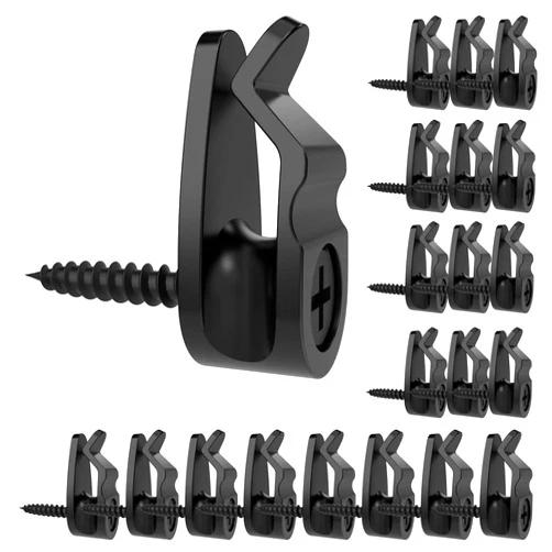 GEZIDEA Hanger Hooks for Christmas Lights, Screw-In Hooks for Hanging Fairy Lights, Black, 50 Pack