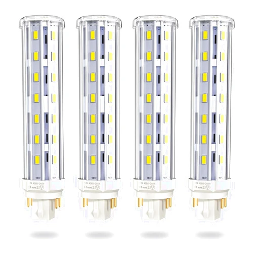 Bonlux 12W GX24Q/G24Q 4-pin Base LED Light Bulb, GX24 LED PL Recessed Light (26W CFL Equivalent) Daylight 6000K for Ceiling Light Downlights (4-Pack, Remove/Bypass The Ballast)