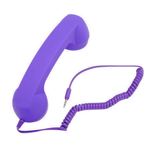 Yunseity Retro 3.5mm Telephone Handset, Telephone Handset for Cellphone, Radiation Proof Retro Phone Handset, Old Telephone Headset, Handheld Receiver for Cell Phone (Purpl)