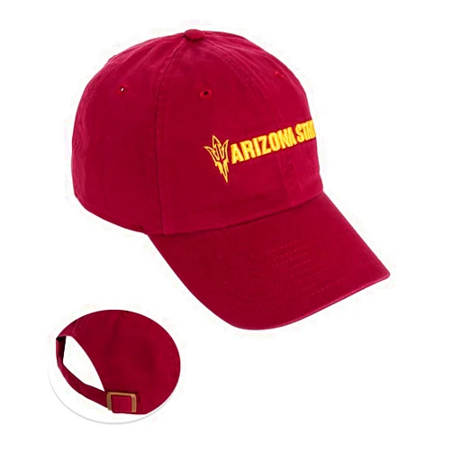 Desert Cactus Arizona State University Baseball Hat ASU Sun Devils Brimmed Embroirderd Hats Cap Adjustable Cloth Strap Adult (Style H1) Red