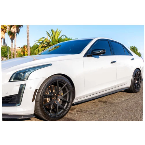 Extreme Online Replacement for 2014-2019 Cadillac CTS Models | Carbon Package Style Side Skirts Rocker Panel Extensions (Carbon Fiber)