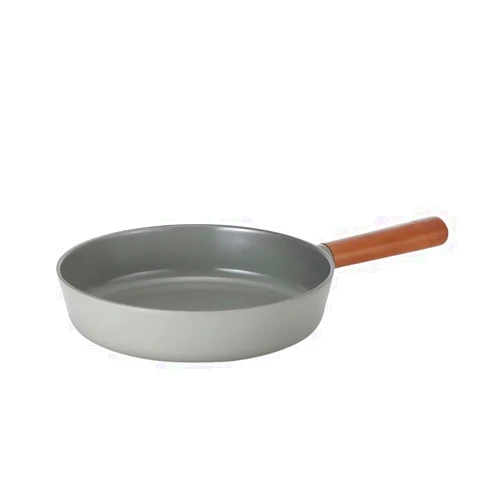 Neoflam FIKA Kitchen Nonstick 9.5-Inch Stir Fry Chef Pan with Wood Handle, Healthy Cooking Ceramic Coating Skillet, Gray Color, Made in Korea (24cm Frying Pan)