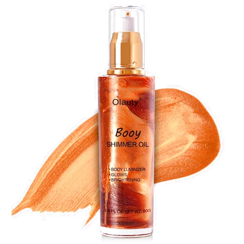 Minfei Shimmer Body Oil,Face and Body Liquid Luminizer,Waterproof Moisturizing Light Shimmer Glow Illuminator,Smooth Body Shimmer,Liquid Highlighter Makeup (Bronze Gold)