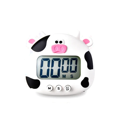 WEUPTOK Digital Kitchen Timer,Cute Animal Count Down Timer for Sports,Cooking,Study, LCD Large-Screen Visual Clock (Cow)