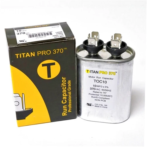 DaSeis Replacement for TitanPro TOC10 HVAC Oval Motor Run Capacitor. 10 MFD/UF 370 Volts