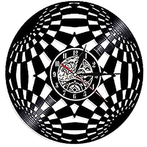 LKCLOCK Non Ticking Wall Clock Kaleidoscope Circle Vinyl Record Wall Clock Fractal Psychedelic Global Wall Art Decor Clocks Vintage Living Room Wall Clock Diameter 30cm Clock Mechanism