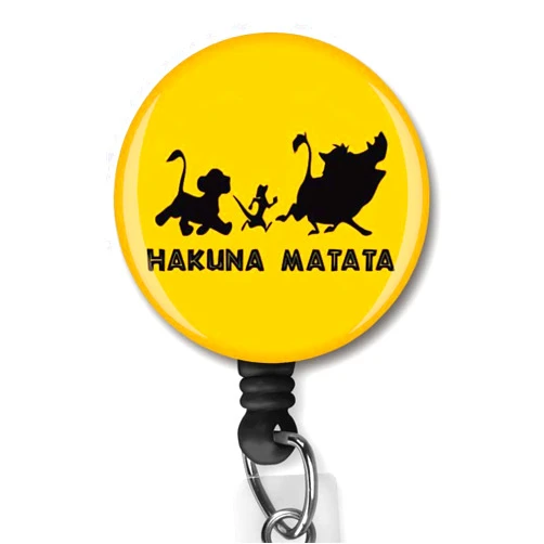 Yzkkbi Hakuna Matata Retractable Badge Reel ID Card Badge Holder with Alligator Clip Name Badge Holder Office Employee Name Badge