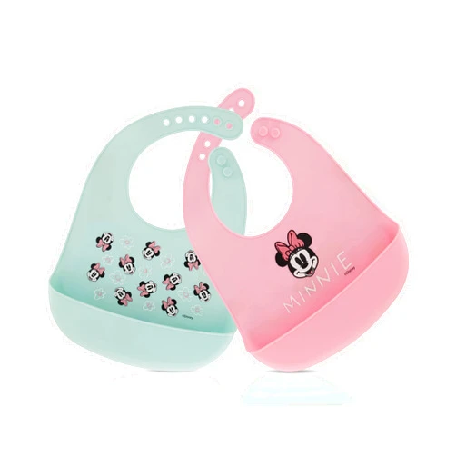 Disney 2-Pack Unisex Baby & Toddler Silicone Bibs with Food Catcher, Soft Waterproof Feeding Accessories