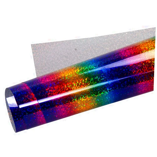 HOHOFILM Holographic Stripe Multi Heat Transfer Vinyl Iron-on HTV Press Paper Sheet for Garment T-shirt Rainbow Vinyl 20