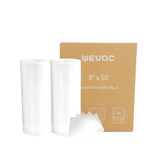 Wevac Vacuum Sealer Bags 8x50 Rolls 2 pack for Food Saver, Seal a Meal, Weston. Commercial Grade, BPA Free, Heavy Duty, Great for vac storage, Meal Prep or Sous Vide