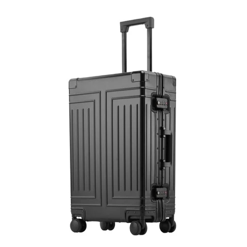 MUdson Trunk Senior Aluminum-Magnesium Alloy Material Travel Luggage 20/24/26/28 Size Travel Suitcase Durable (Color : Black, Size : 28