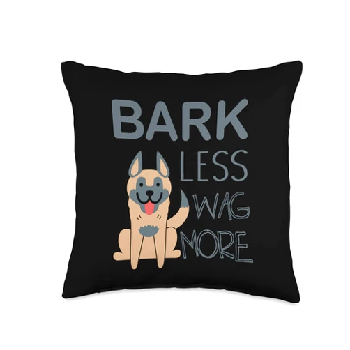 NikkiDawn's German Shepherd Dog Lover Apparel Bark Less Wag More Dog Lover Throw Pillow, 16x16, Multicolor