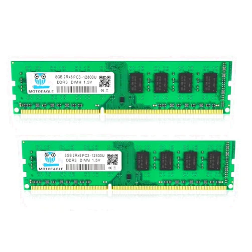 MOTOEAGLE 16GB (2X8GB) PC3-12800U DDR3-1600 UDIMM 2Rx8 DIMM RAM DDR3 8GB 1600MHz SDRAM 240-Pin 1.5V CL11 Non-ECC Desktop PC Memory Kit