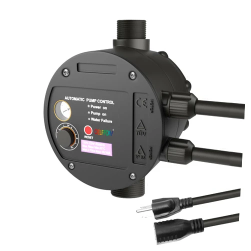 OELFFOW IP65 Automatic Pump Controller Rotary Adjustment, BSPP G1 Threaded Interface, Automatic Electronic Switch Control Water Pump Pressure Controller, 110V-120V ~50/60Hz, TÜV, CE