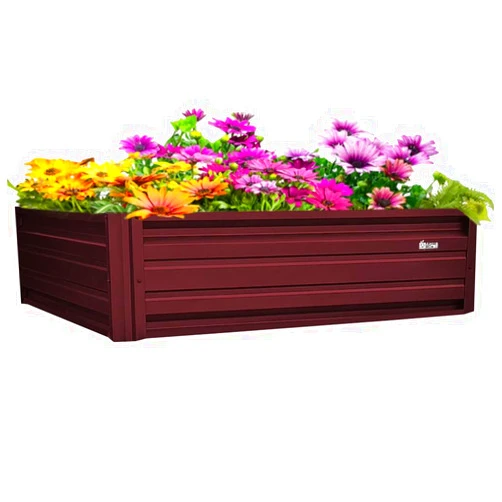 PLANTER BOX DIRECT.COM BY ALL METAL WORKS, INC. 60 x 60 x 18 Inch Square Metal Planter Box | Durable Metal Raised Garden Bed in Galvalume Steel | Custom Colors and Different Sizes (Burgundy)