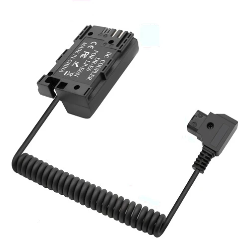 LSYRIA D-Tap to LP-E6 DR-E6 Dummy Battery Coiled Cable for V-Mount BP Battery, Compatible with Canon EOS R, R5, R6, 5D IV, 7D II, 6D, 80D, Replaces LP-E6, LP-E6N, LP-E6NH, 47