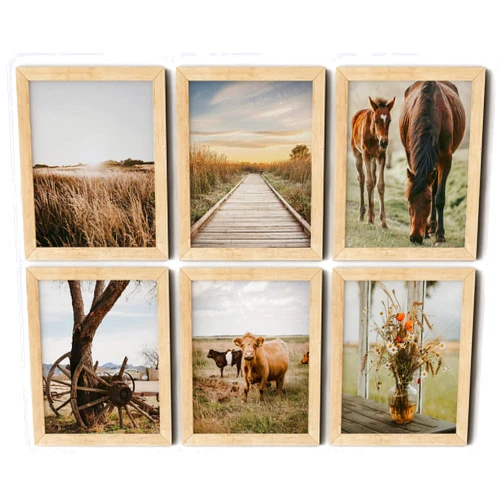 VICBOU Cow Wall Art Cow Horse Decor Gifts Farmhouse Wall Decor Rustic Nature Western Farm Animal Countryside Art Print Painting for Home Bedroom Bathroom Living Room, 8x10 6Pcs, Unframed