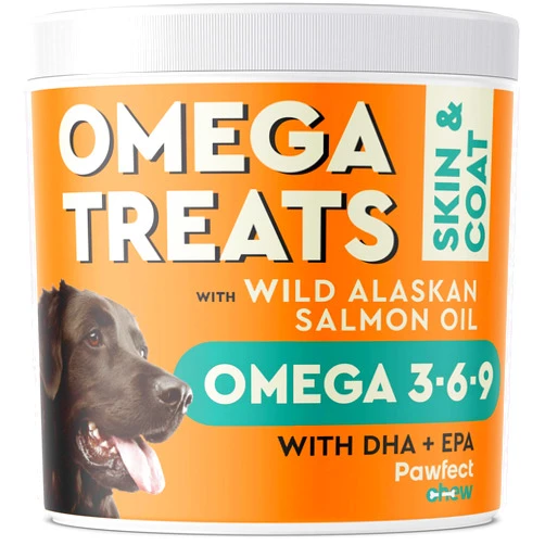 PAWFECTCHEW Fish Oil Omega 3 for Dogs - Allergy Relief - Joint Health - Itch Relief, Shedding - Skin and Coat Supplement - Alaskan Salmon Oil Chews - Omega 3 6 9 - EPA & DHA Fatty Acids