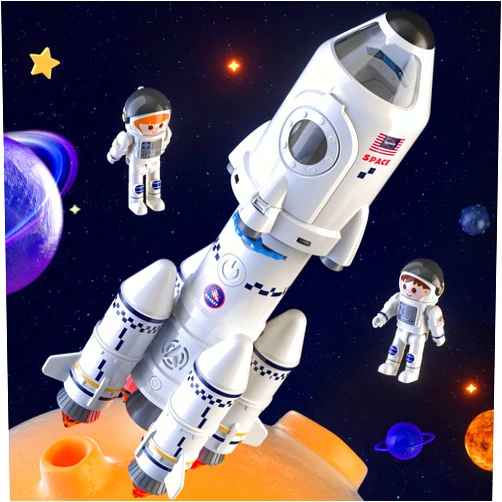 TEMI Space Shuttle Rocket Toys for 3 4 5 6 7 8 9 Years Old Kids Science Educational 5-in-1 STEM Aerospace Toys with 2 Astronauts, Projection Lamp, Space Adventure Toys Gift for Boys Girls 3+