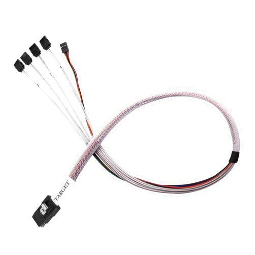 SilverStone Technology Silverstone CPS03-RE 36-pin Mini-SAS SFF-8087 (Target) to SATA 7-pin (Host) with sideband Cable, 0.5 Meters, SST-CPS03-RE
