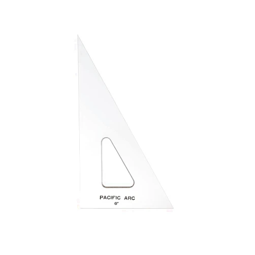 Pacific Arc Drafting Triangle, 6-inch, 30/60/90 Degrees, Clear Acrylic