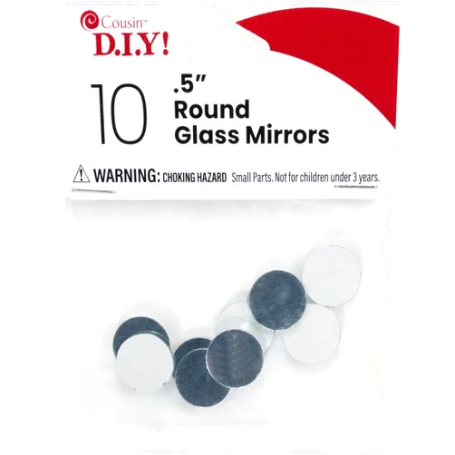 Cousin DIY Mirror 10 Piece Round Glass Set, 1/2 inch Diameter