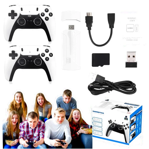 Bokando Upgraded Retrodock Pro Console, Plug and Play Retro Game Stick, 60,000+ Nostalgic Games Wireless Retro Game Console, 4k HDMI Game Stick with 2 Wireless 2.4ghz Controllers (128G)