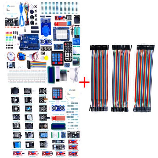 ELEGOO UNO R3 Project Most Complete Starter Kit Upgraded 37 in 1 Sensor Modules Kit 120pcs Multicolored Dupont Wire