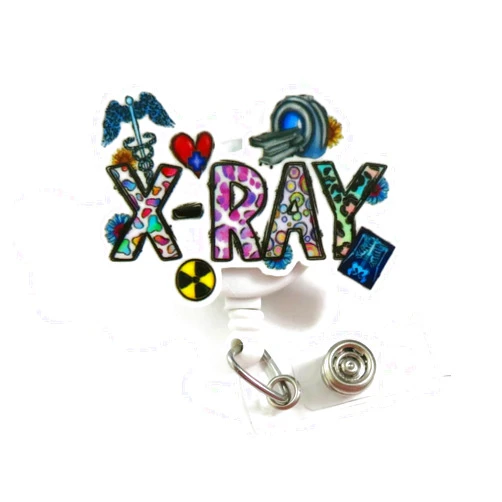 SCRAPHEART X-Ray Tech Badge Reel, Colorful Radiology ID Badge Holder, Radiographer Retractable Clip, Radiologist Badge Reel, Medical Imaging Badge Holder, X-Ray Tech Gift, MRI/CT Tech Badge