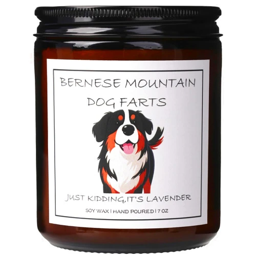CLWORLD Bernese Mountain Dog Gifts & Decor, Dog Mom Gifts for Women - Bernese Mountain Farts Candle, Gift for Dogs Lovers, Natural Soy Wax Lavender Scented Candle 7oz
