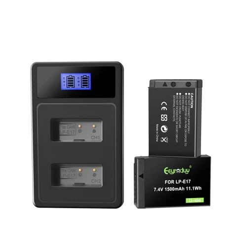 Eeyrnduy 2-Pack LP-E17 Batteries and Dual Charger Set for Canon EOS R100 EOS R50 RP R10 R8,Rebel T8i, T7i, T6i, T6s, SL2, SL3, EOS M3, M5, M6, 200D, 77D, 750D, 760D, 800D, 8000D, Digital Camera