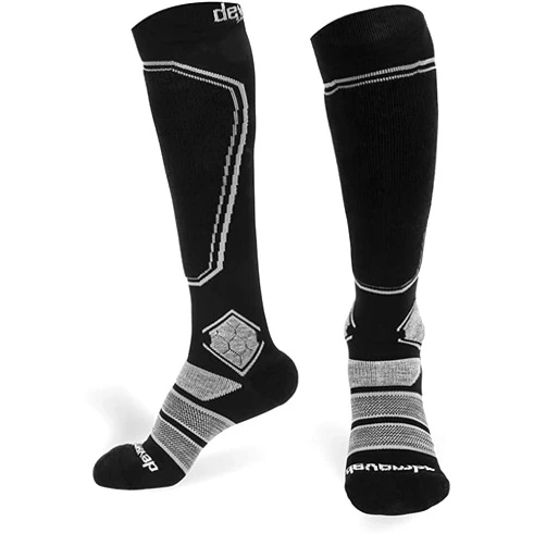 Devembr Merino Wool Ski Socks for Men Women, High Performance Snowboarding Socks 5-6.5, New Black S