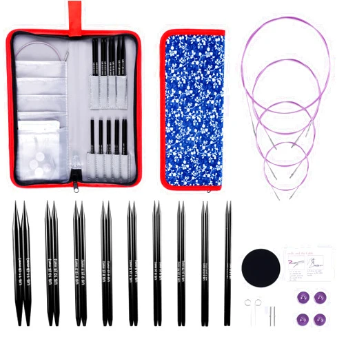 Svartur Interchangeable Circular Knitting Needles Set, with Assorted Circular Knitting Needles and Cables, Accessories and Case, 9 Pairs