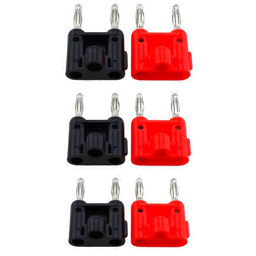 RLECS 6PCS Banana Plug Speaker Connector Dual Row Siamese Speaker Plug Black and Red Dual Banana Plug 40MM/1.57Inch Suitable for Multimeter and Stereos and Speaker