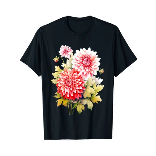 Flower Farmer Express Bright and Colorful Flowers: Pink Red Dahlias T-Shirt