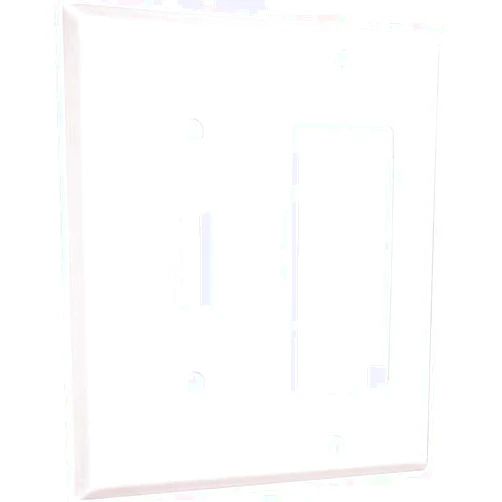 TayMac WW-TR Standard Metallic Wallplate with One Toggle, One Decorator/Rocker, Two Gang, White Smooth