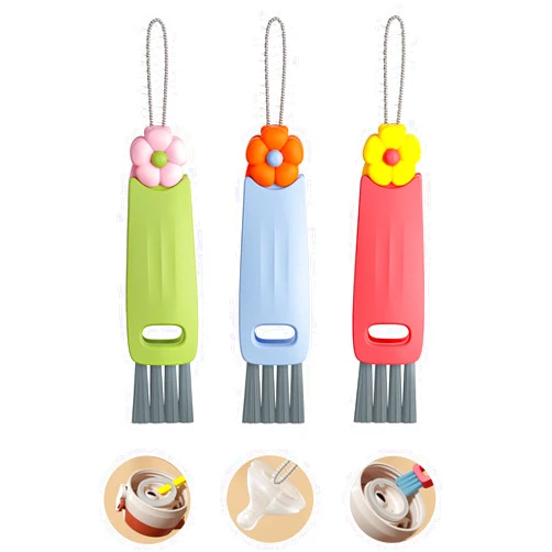 FOBISABI 3 in 1 Cup Lid Cleaning Brush,2024 Crevice Cleaning Brush for Bottle Gap Tight Spaces Cup,Multifunctional Cleaning Brush Portable Cup Lid Cleaner with Brush (3PCS)
