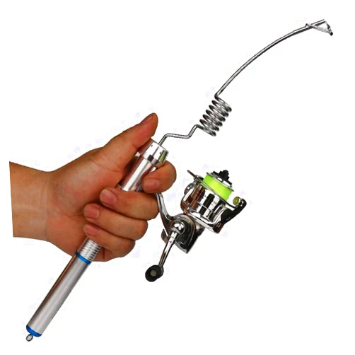 AXUYU Portable 6C Stainless Steel Elastic Fishing Rod and Reel Combos, Aluminum Alloy Handle Fishing Rod and 100 Mini Metal Spinning Wheel for River, Lake, Ice Fishing and So On