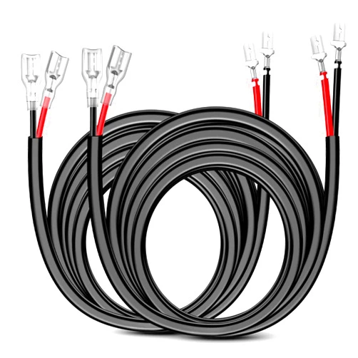 Nilight 2PCS 16 AWG 10 Feet Wiring Harness Extension Kit for LED Work Light Bar Led Pods Off Road Lights Driving Fog Light Boat Lighting, 2 Years Warranty,black
